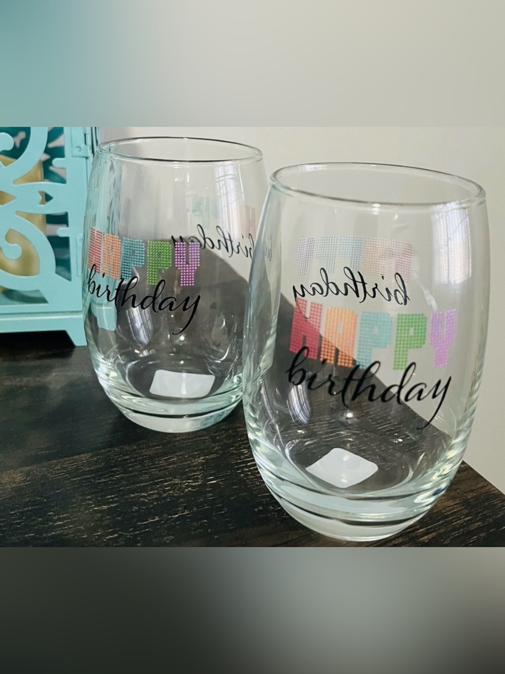 “Happy Birthday” Cristar Clear Wine Glass  Set of 2 🎂🆕🎂